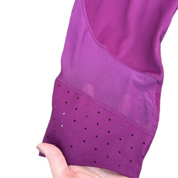 Athleta Women's Purple High Rise Laser Cut Mesh Sonar Capri Leggings Plus 1X - Picture 3 of 12
